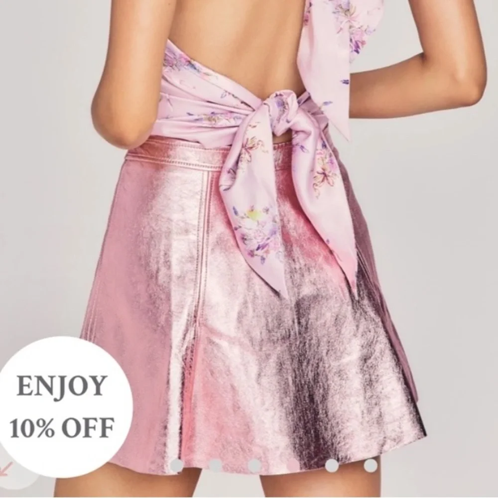 NWT Love Shack Fancy metallic pink mini skirt - Picture 2 of 6